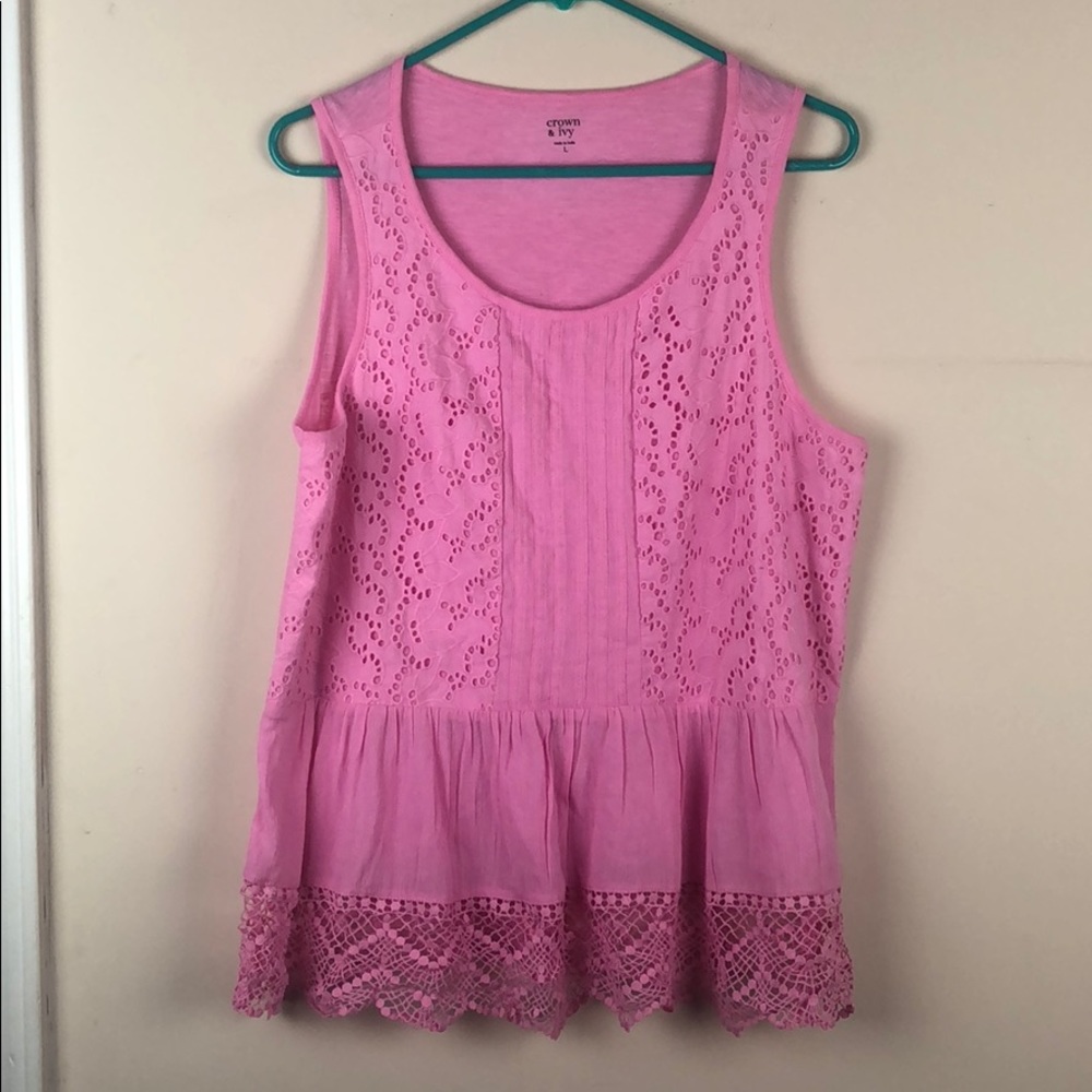 Crown and Ivy Pink Peplum Tank